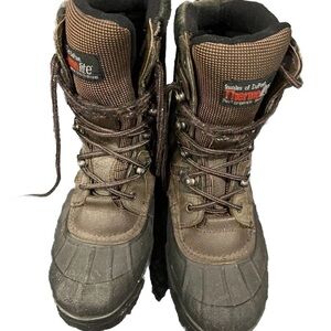 🥾 Thermolite Boots Mens Sz 8 Duck Brown Leather Steel Workwear Warm Winter Hunt